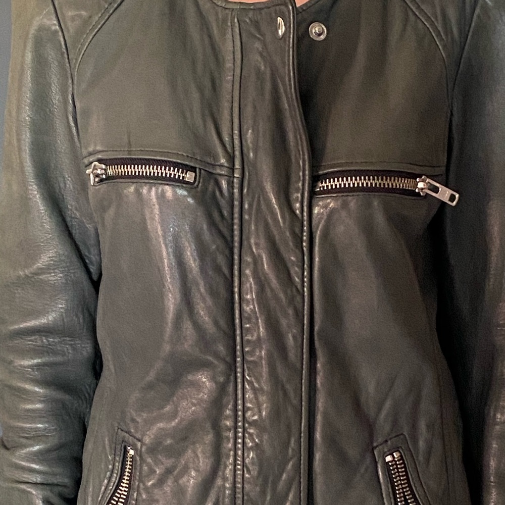 Isabel Marant Leather Moto Jacket - Blue - size 36